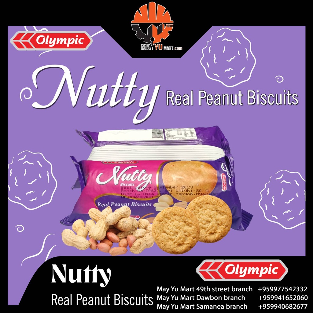 Olympic - Nutty Biscuits - Real Peanut Biscuits (80g)