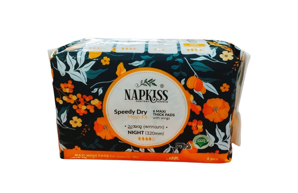 Napkiss - Mesh Fit - 6 Maxi Thick Pads - Night (320mm)