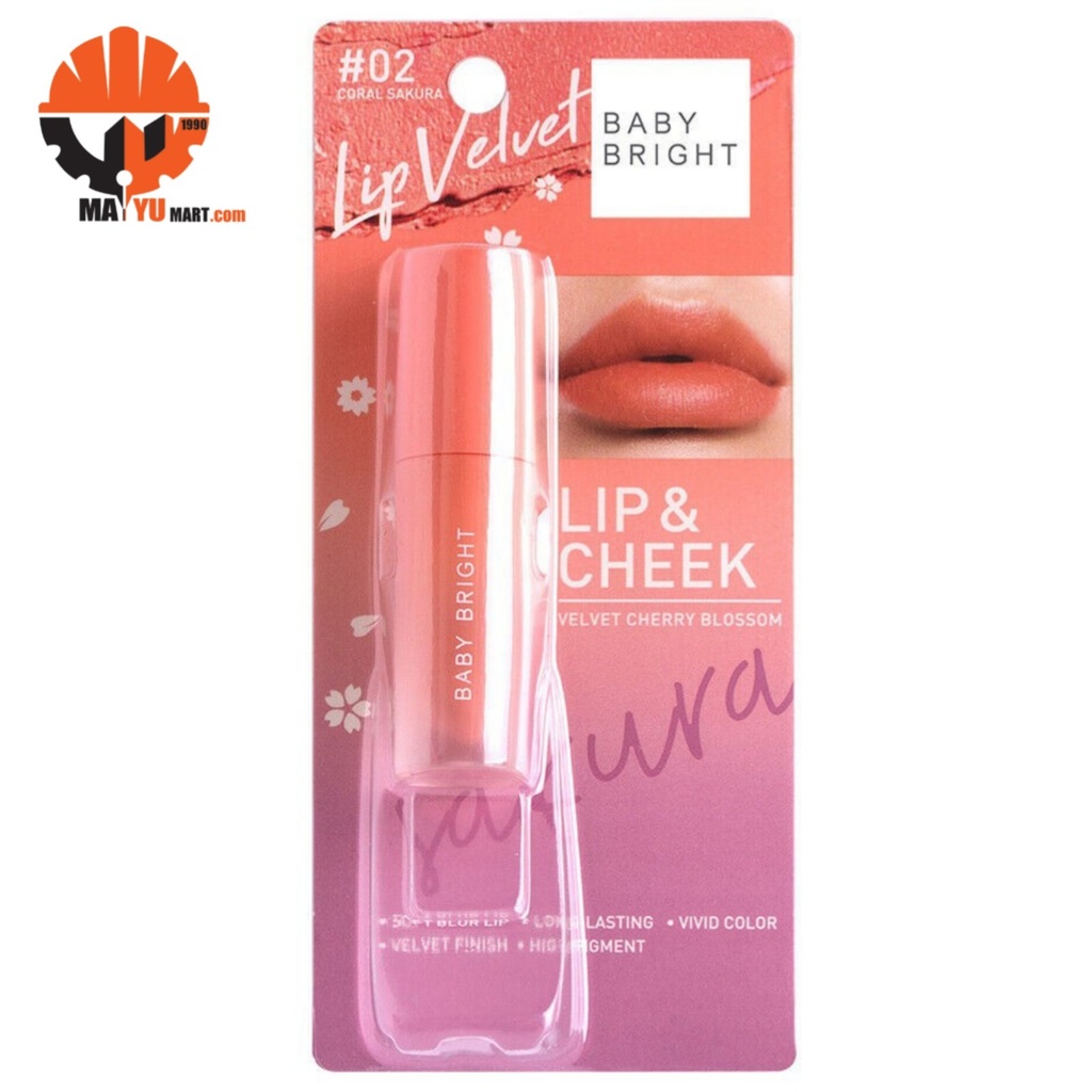 Baby Bright - Lip &amp; Cheek Lip Velvet #02 (Coral Sakura)