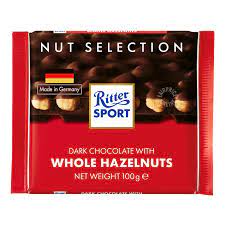 Ritter Sport - Whole Hazelnuts (100g) - Dark Red