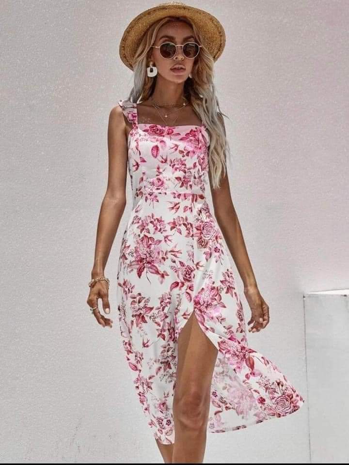 DressUp - Shein Pink Floral Dress (S Size) (No.498)