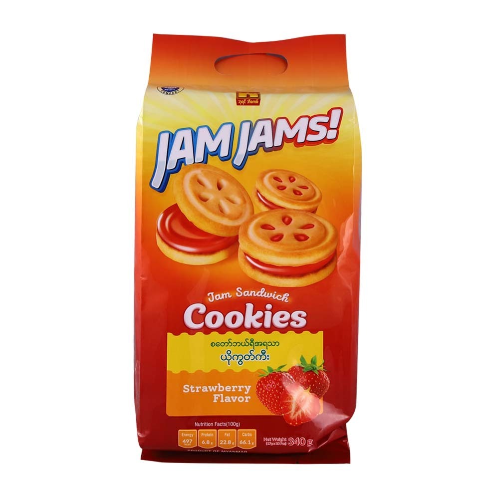 Jam Jams - Jam Sandwich Cookies - Strawberry Flavour (340g)