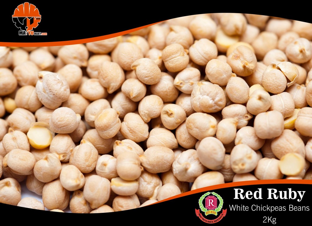 Red Ruby - White Chickpeas Beans (ကုလားပဲလုံးအဖြူ) (2kg Pack)