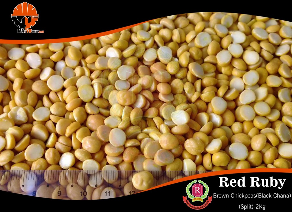 Red Ruby - Brown Chickpeas / Black Chana (Split) / Chana Dal (ကုလားပဲအခြမ်း) (2kg Pack)