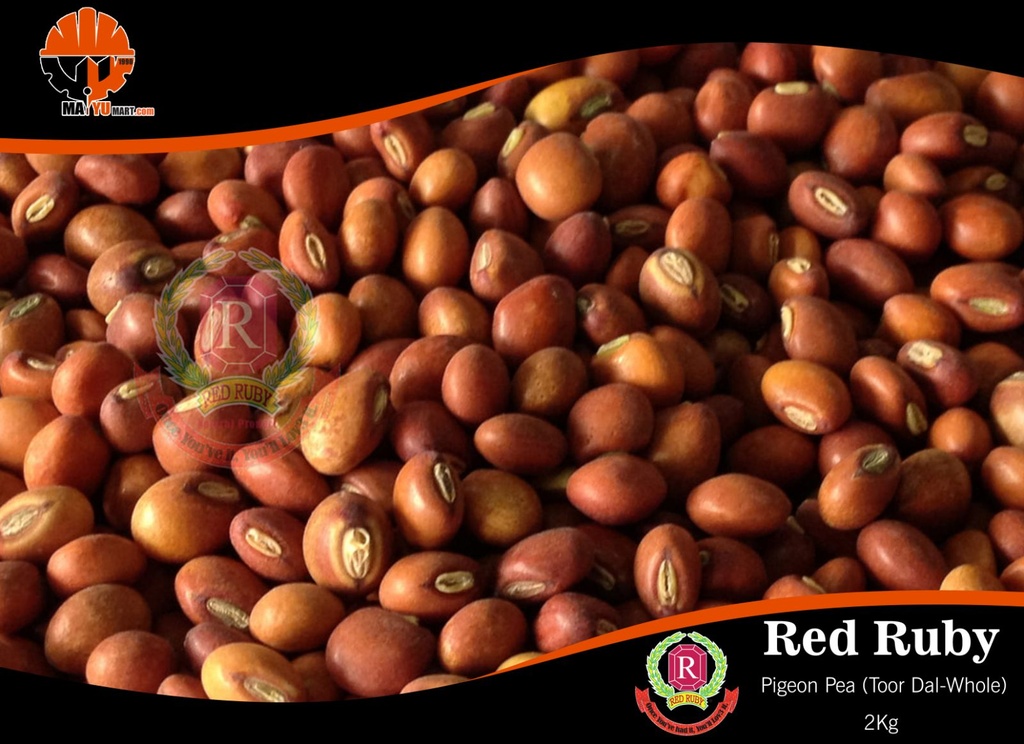 Red Ruby - Pigeon Pea / Toor Dal (Whole) (ပဲစဥ်းငုံအလုံး) (2kg Pack)