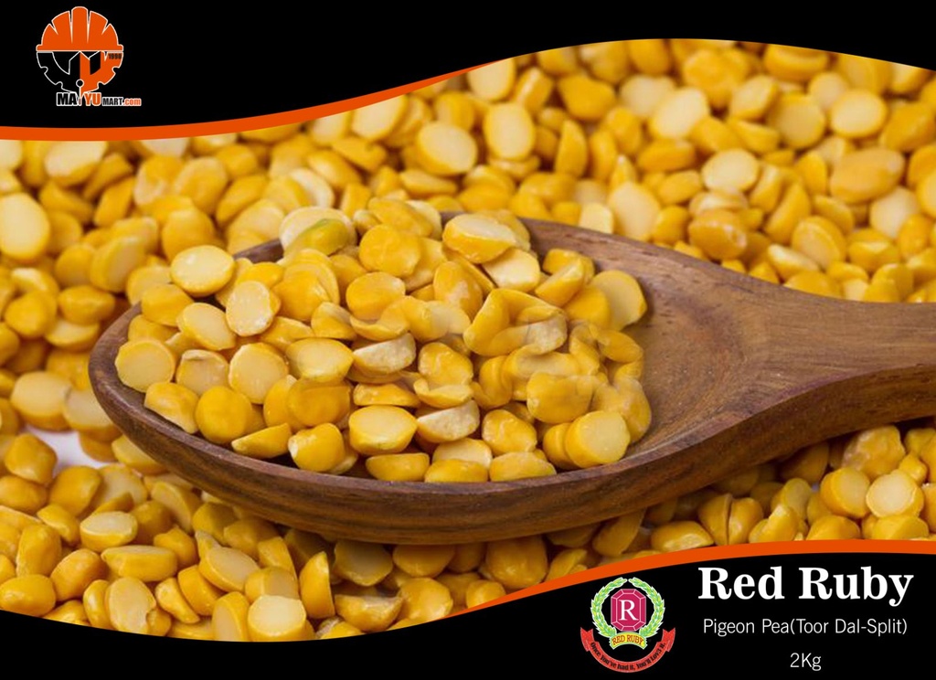 Red Ruby - Pigeon Pea (Split) / Toor Dal (Split) (ပဲစဥ်းငုံအခြမ်း) (2kg Pack)