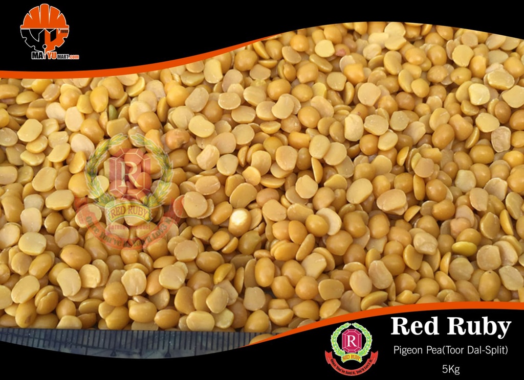 Red Ruby - Pigeon Pea (Split) / Toor Dal (Split) (ပဲစဥ်းငုံအခြမ်း) (5kg Pack)