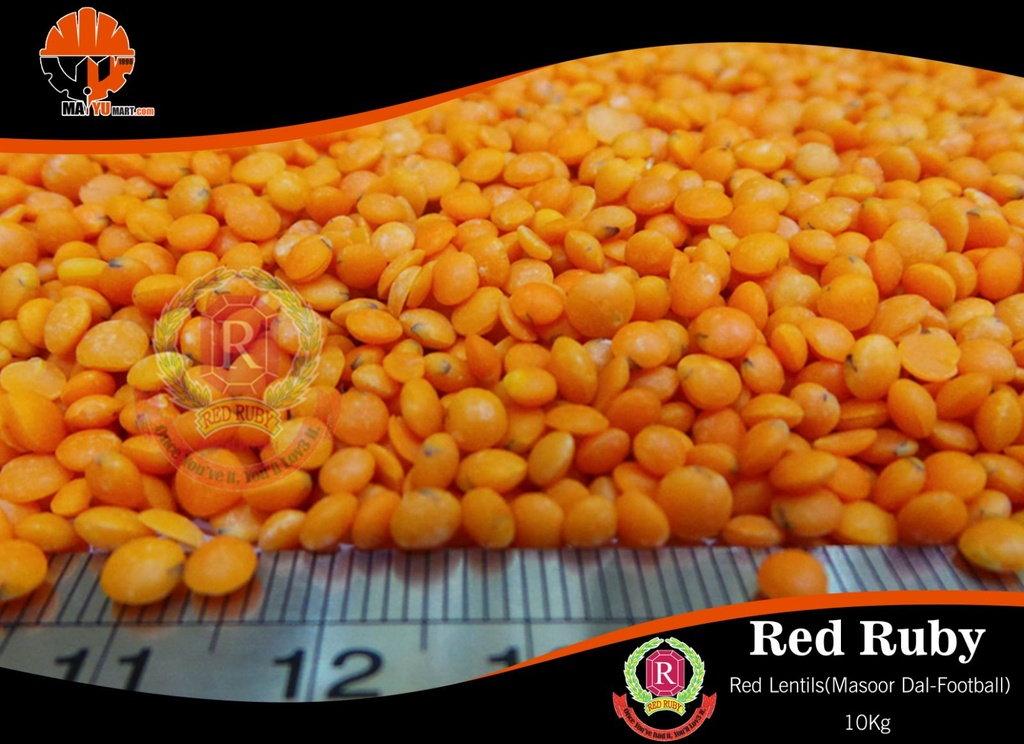 Red Ruby - Red Lentils / Masoor Dal (Football) (ပဲနီလေးအလုံး) (10kg Pack)