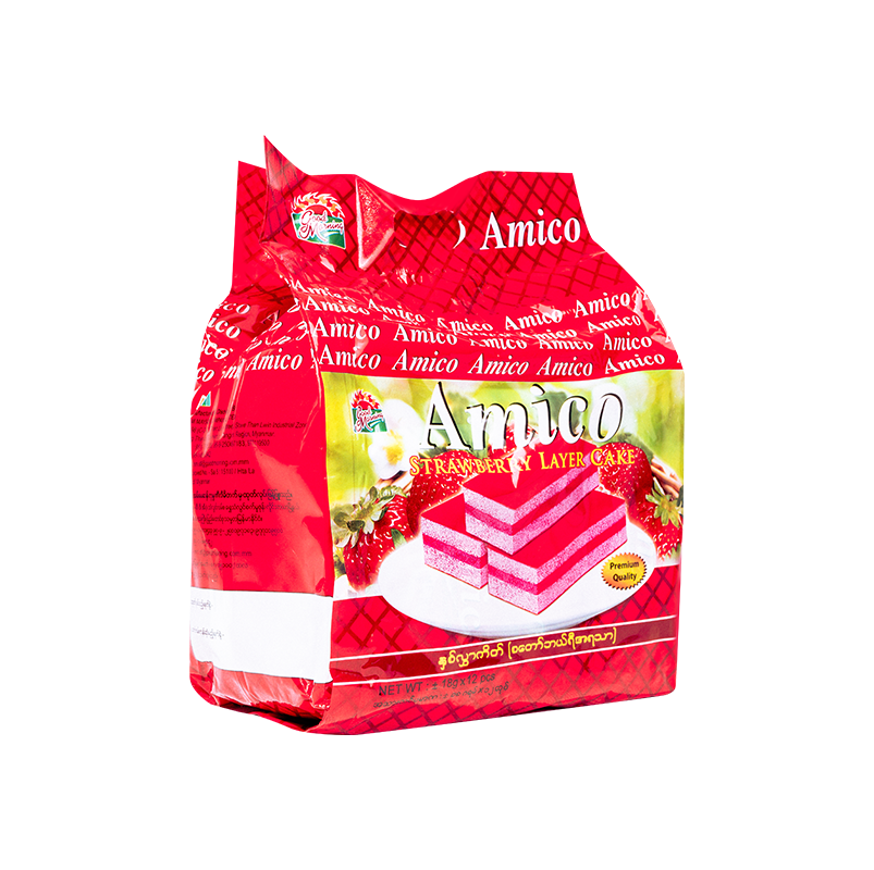 Amico - Strawberry Layer, Swis Roll Cake (18gx12pcs) (Halal)