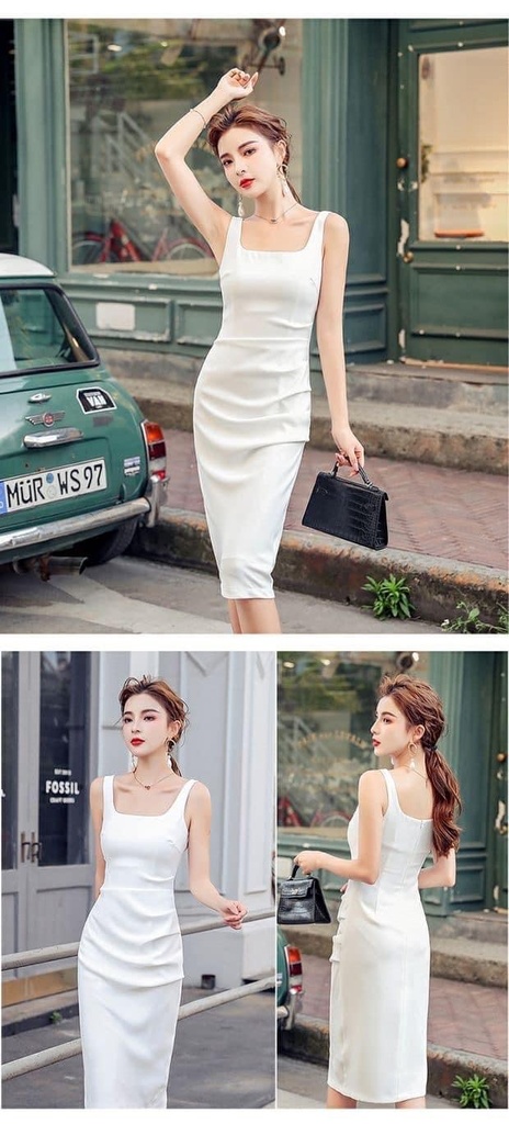 DressUp - White Elagant Dress ( S size)(No.249)