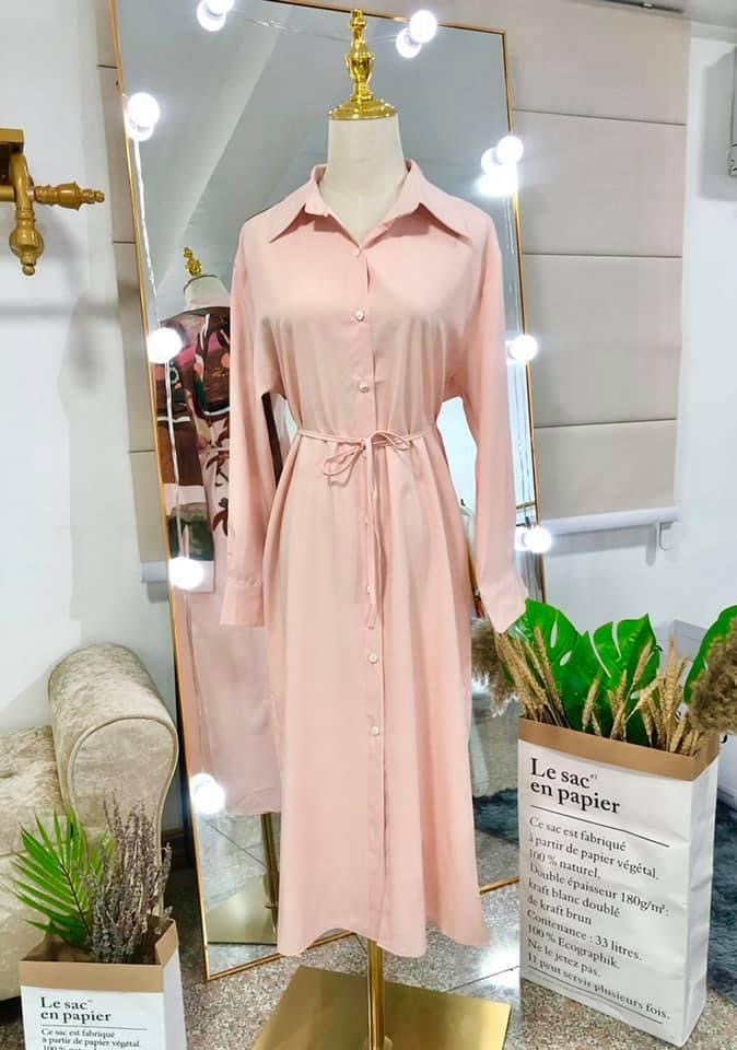 DressUp - Pink shirt dress with string belt (M size)(No.380)