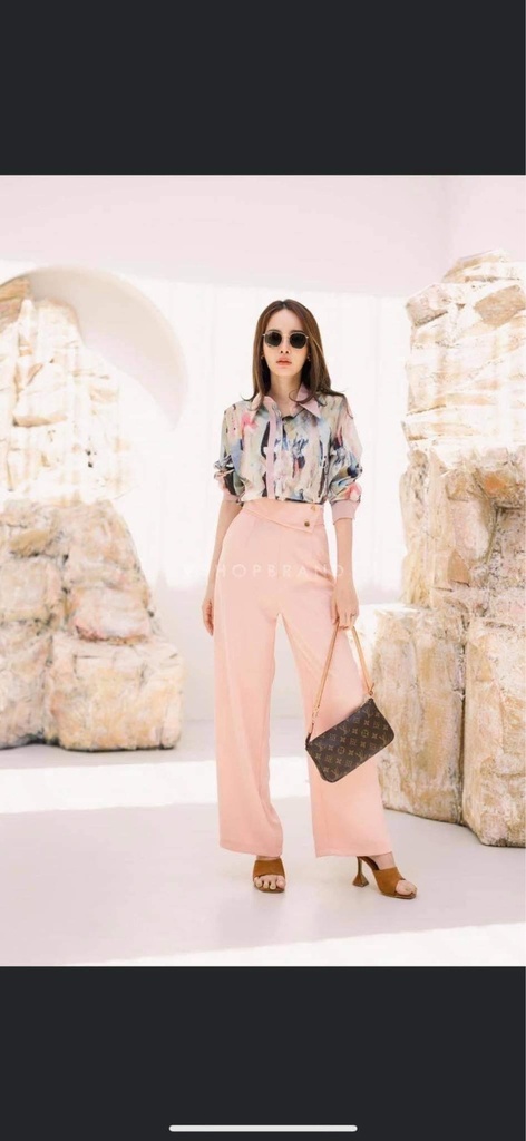 DressUp - V shop brand pink column shirt with pink pant (M size)