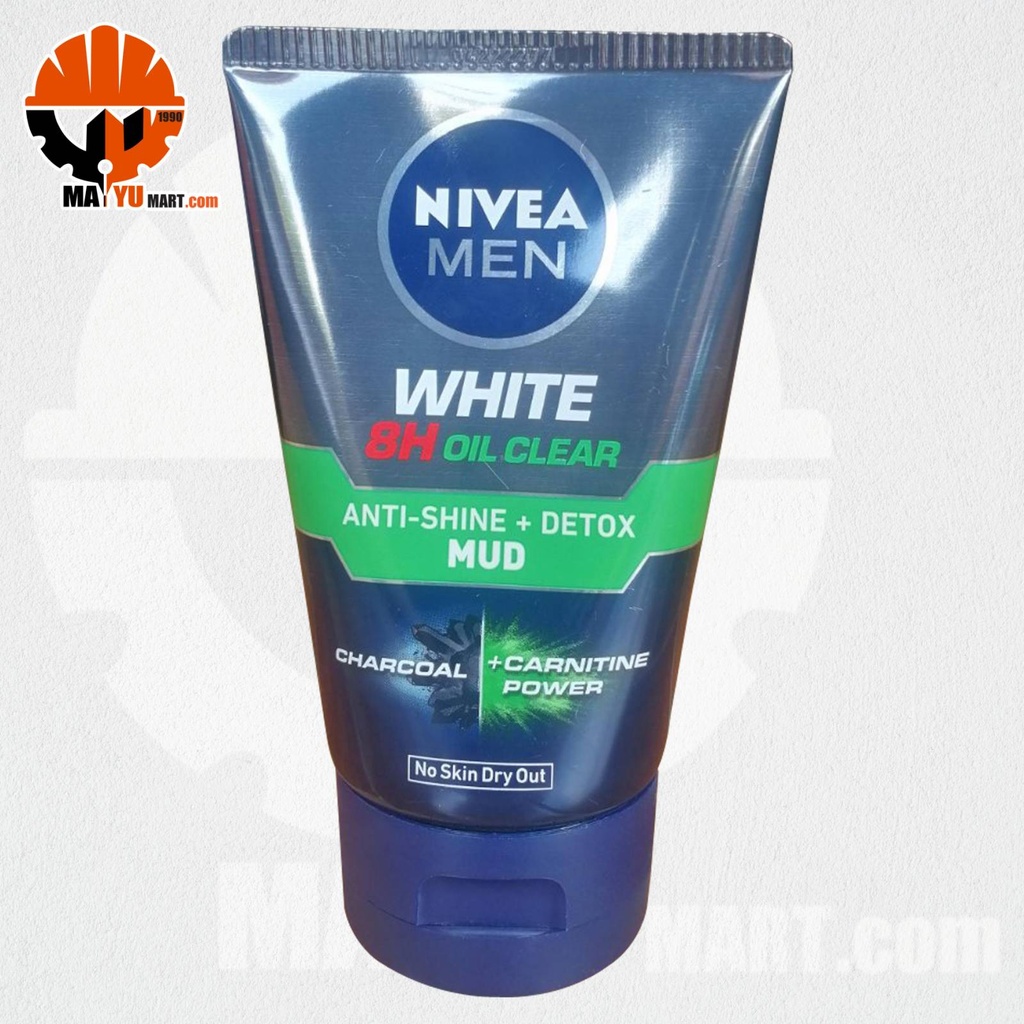 Nivea (Men) - White 8H Oil Clear Charcoal Mud Foam (100g)