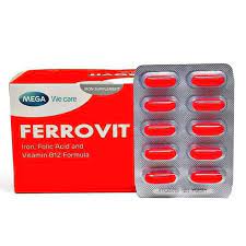 Ferrovit - Iron,Folic Acid And Vitamin B12 - 1Card (10pcs)