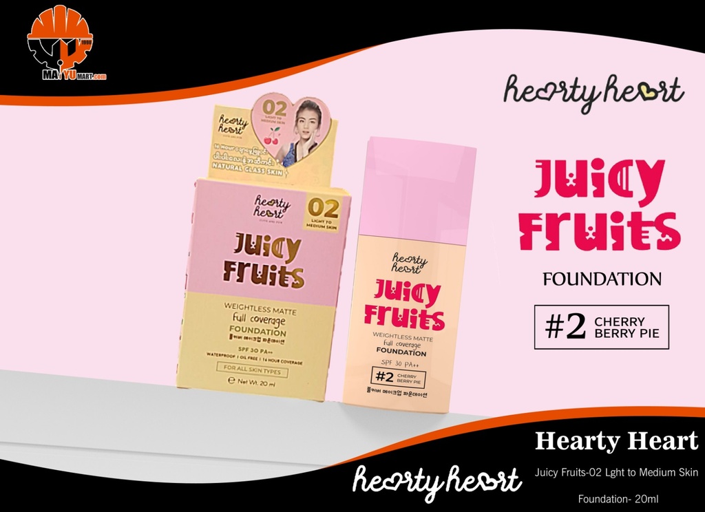 Hearty Heart - Juicy Fruits - 02 Lght to Medium Skin - Foundation (20ml)