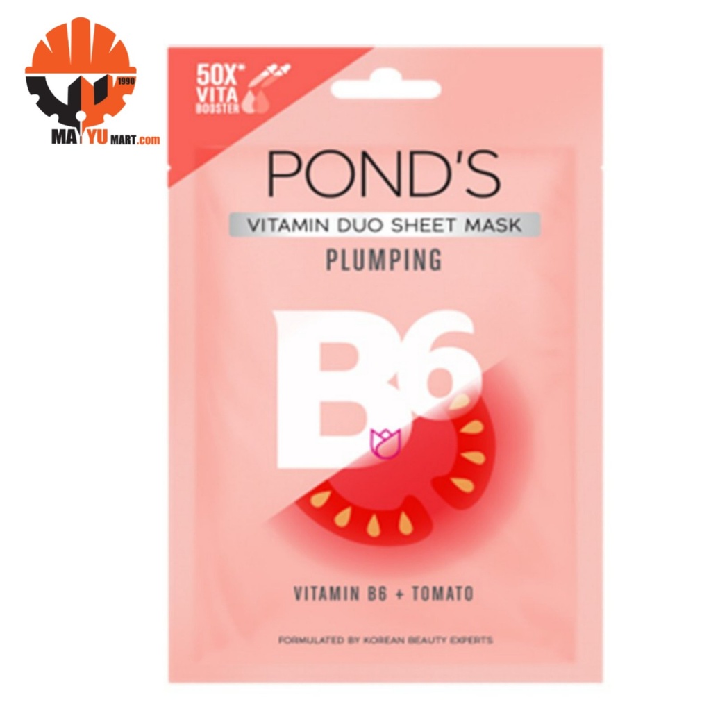 POND'S - Vitamin Duo Sheet Mask - Plumping -Vitamin B6 + Tomato (20g)