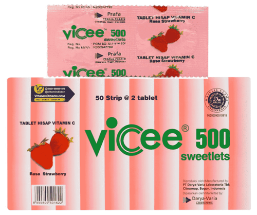 Vicee - Vitamin C Tablets - Strawberry Flavour (1x2Pcs)