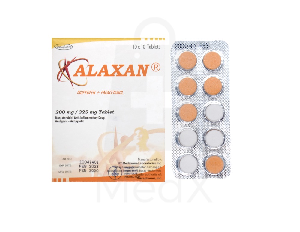 Alaxan - Ibuprofen + Paracetamol 200mg (1 Card x 10pcs)