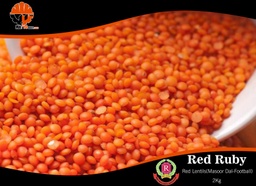 Red Ruby - Red Lentils / Masoor Dal (Football) (ပဲနီလေးအလုံး) (2kg Pack)