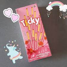 Ticky - Biscuit Coated With Strawberry Cream (18g) Pink