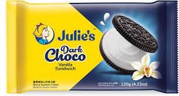 Julie's - Dark Choco - Vanilla Flavoured Cream Sandwich (145g/120g)